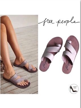 Free People Abilen lavender Leather Slide Sandal Slip On Flat Mules Summer Shoes
